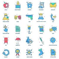 25 Business Concept Mix Flat Color Icon set vector