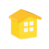 Yellow house symbol. Real estate, mortgage, loan concept. 3d illustration icon. png