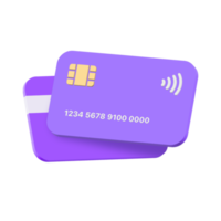 icono de tarjeta de crédito 3d para pagos sin contacto, concepto de pago en línea. Ilustración de procesamiento 3d. png