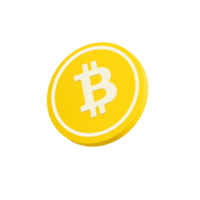 Gold Bitcoin coin. Cryptocurrency, blockchain, finance and investment concept. 3d minimal style icon. png