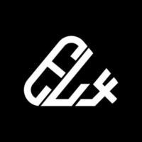 diseño creativo del logotipo de letra elx con gráfico vectorial, logotipo simple y moderno de elx en forma de triángulo redondo. vector