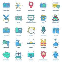 25 conjunto de iconos de color plano de mezcla de concepto de negocio vector