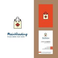 vector de diseño vertical de tarjeta de visita y logotipo creativo de bolsa de compras