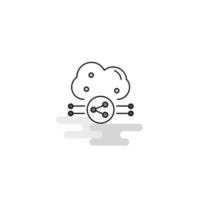 Cloud sharing Web Icon Flat Line Filled Gray Icon Vector