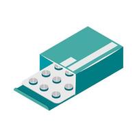 isometric medicine pills icon vector