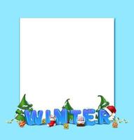 Vector realistic Christmas and New Year background, banner, flyer, greeting card, postcard. Horizontal orientation. 3d letters winter with snow and trees and copy space.