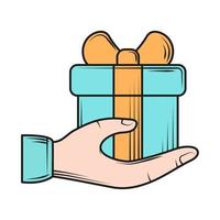 hand with gift vector