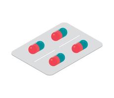 isometric medicine capsules pack vector