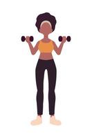 woman lifting dumbbells vector