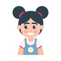 cute girl with bun hair vector