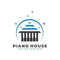 piano house illustration logo design vector