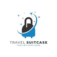 travel suitcase illustration logo design vector