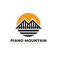 piano mountain illustration logo design vector