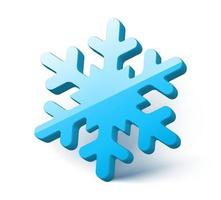 3d vector blue snowflake. Isolated on white background.