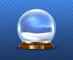 3d realistic vector Christmas snow globe, transparent glass.