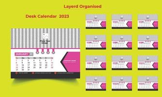 New Year 2023 Desk Calendar Template, Desk Calendar Template, 12 Month Included Desk Calendar,12 Page Company Desk Calendar vector