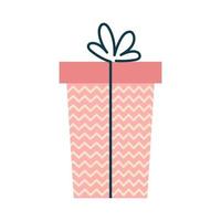 Gift box with pattern doodle icon. A present for a birthday or Christmas. vector