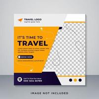 Travel Social Media Post Square Banner Template. vector