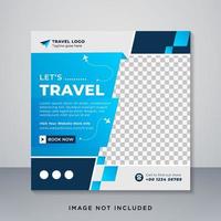 Travel Holiday Vacation Social Media Post Design Template. vector