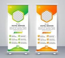 plantilla de banner enrollable de servicios digitales.. vector