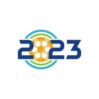 Plantilla de logotipo de fútbol 2023, vector de diseño de logotipo de fútbol 2023