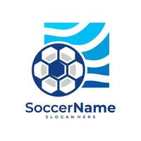 Wave Soccer logo template, Football Wave logo design vector