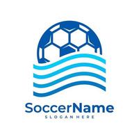 Wave Soccer logo template, Football Wave logo design vector