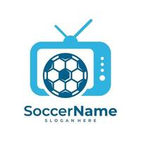 plantilla de logotipo de fútbol de televisión, vector de diseño de logotipo de fútbol