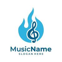 vector de logotipo de música de fuego. plantilla de diseño de logotipo de fuego musical
