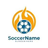 Fire Soccer logo template, Football logo design vector