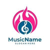 Fire Music Logo Vector. Music Fire logo design template vector