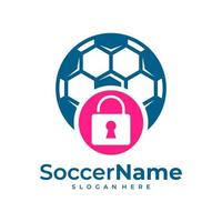 Padlock Soccer logo template, Football Padlock logo design vector