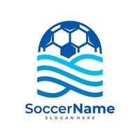 Wave Soccer logo template, Football Wave logo design vector