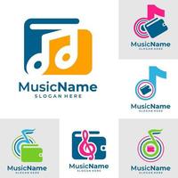 Set of Wallets Music Logo Vector. Music Wallets logo design template vector