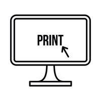 Print word on a computer monitor icon vector