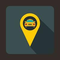 icono de taxi geográfico, estilo plano vector