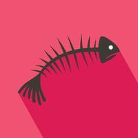 Fish bones icon, flat style vector