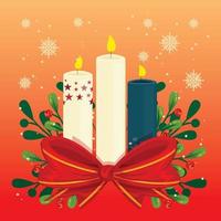 Christmas Candles With Red Ribbon vector