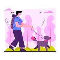 Creative design illustration of dog walker vector