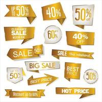 Collection of golden premium badge stickers and seals vector