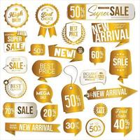 Collection of golden premium badge stickers and seals vector