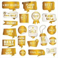 Collection of golden premium badge stickers and seals vector