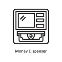 Money Dispenser Vector Outline Icon Design illustration. Business and Finance Symbol on White background EPS 10 File
