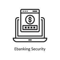 E banking Security Vector Outline Icon Design illustration. Business and Finance Symbol on White background EPS 10 File