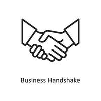 ilustración de diseño de icono de esquema de vector de apretón de manos de negocios. símbolo de negocios y finanzas en archivo eps 10 de fondo blanco
