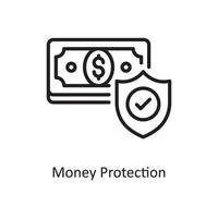 ilustración de diseño de icono de contorno de vector de protección de dinero. símbolo de negocios y finanzas en archivo eps 10 de fondo blanco