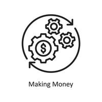 hacer dinero vector contorno icono diseño ilustración. símbolo de negocios y finanzas en archivo eps 10 de fondo blanco