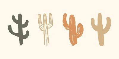 Arizona cactus illustration in vintage style. Boho hand drawn for design element. vector