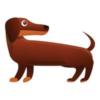 adorable, dachshund, icono, caricatura, estilo vector