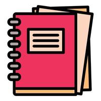 School notebook icon, outline style vector